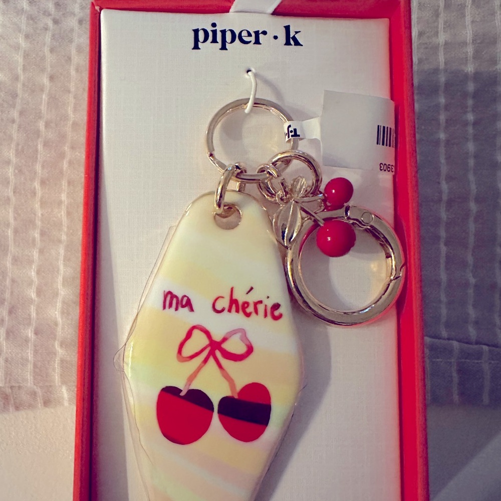 Piper K Cherry Print Keychain bag chain new with gift box
